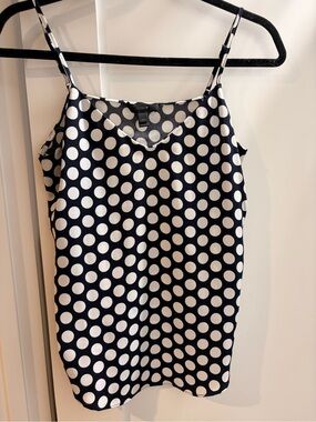 J. Crew Navy Polka Dot Silk-Feel Cami